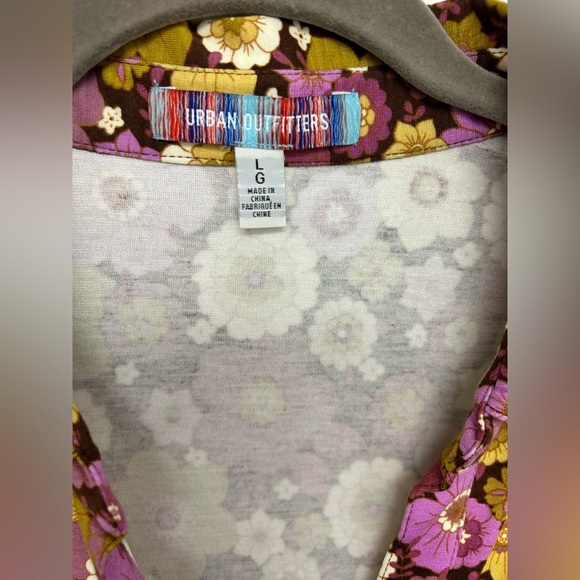 Urban Outfitters Purple Yellow Gold 70s Floral Dress Womens Size Large - Picture 7 of 10